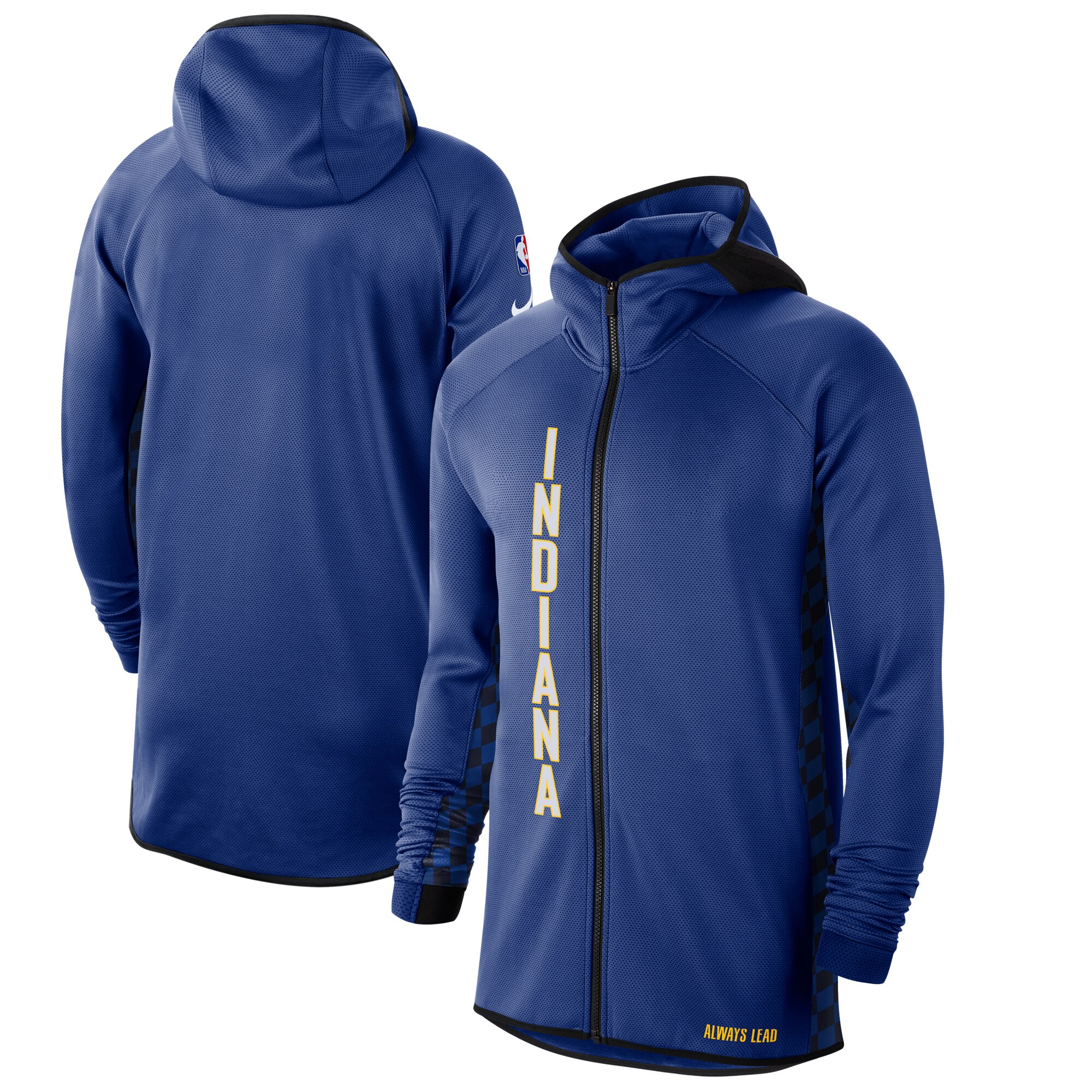 Cheap Men Nike Indiana Pacers Blue White 201920 Earned Edition Showtime FullZip Performance Hoodie